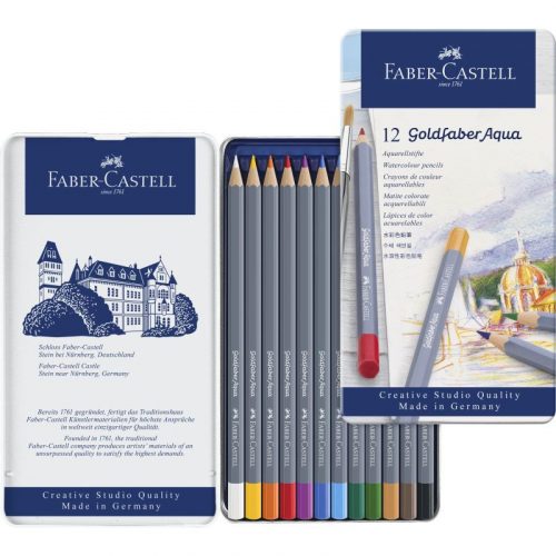 Faber Castell AG Akvarell Színesceruza Készlet Goldfaber Aqua 12 Darab/Doboz Fém Dobozban