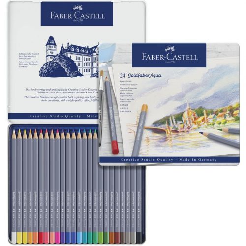 Faber Castell AG Akvarell Színesceruza Készlet Goldfaber Aqua 24 Darab/Doboz Fém Dobozban