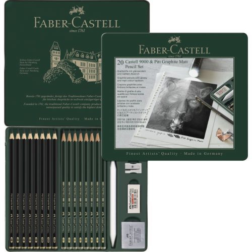 Faber Castell AG Grafitceruza Készlet Pitt Matt és Castell 9000 20 darab/doboz Fém Dobozban