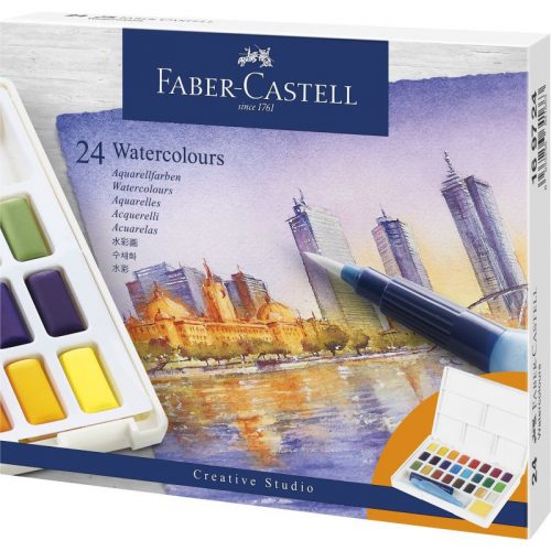 Faber Castell AG Vízfesték Készlet Creative Studio 24 Darab/Doboz Vízadagolós Ecsettel